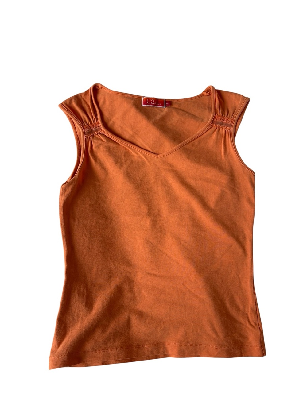U2 Women's Orange V-Neck Cap-Sleeve Tank